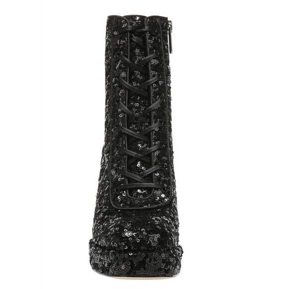 CIRCUS BY SAM EDELMAN / Kia Sequin / Black / Lace-Up & Zipper Closure / Chunky / - Picture 4 of 8